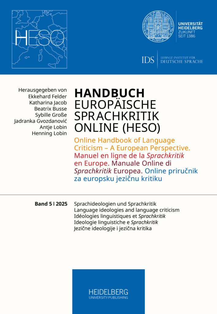 Cover des Handbuchs Europäische Sprachkritik Online, Band 5