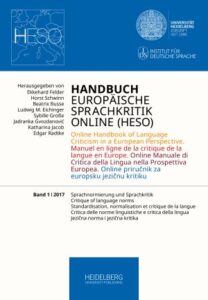 Handbuch Europäische Sprachkritik Online, Band 1